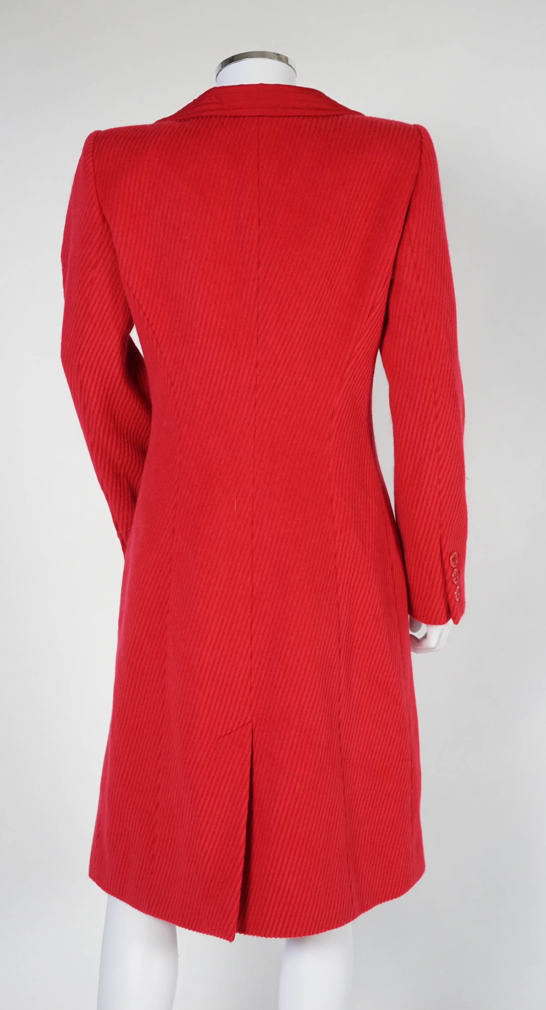 A lady's Armani Collezioni red coat, size 44